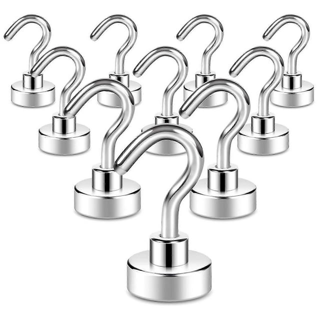 10 Pack Magnetic Hooks, 8kg+ Strong Magnet with Fridge Hook, Heavy Duty Ceiling Cruise Hook, Magnetic Hook