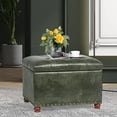 thumbnail image 2 of 24'' Leather Ottoman with Storage Rectangle Foot Rest Ottomans Stool for Living Room(Green,Leather Texture), 2 of 13