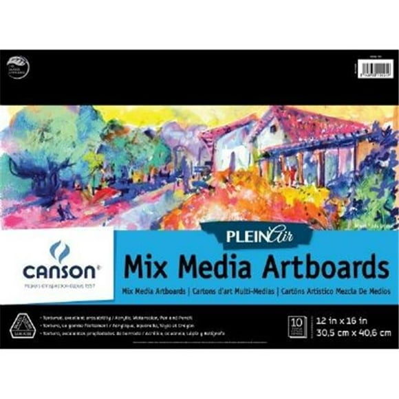 Canson C400061732 12 x 16 in. Plein Air Mixed Media Artboard Pad - Glue Bound