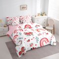 thumbnail image 4 of Feelyou Cartoon Love Heart Twin Bedding Sets 7-Piece for Kids, Cute Flower Rainbow Bedding Comforter Set, Valentine's Day Theme Reversible Sheet Sets, Super Cozy Room Decor, 4 of 8