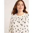 thumbnail image 3 of Joyspun Women’s Hacci Knit Tree Print Sleep Top with Long Sleeves, Sizes XS-3X, 3 of 6