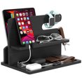 thumbnail image 2 of TESLYAR Wood Rotating Phone Dock - Charging Station Organizer With Watch Charger, Key & Wallet Holder 2 of 12