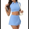 thumbnail image 2 of Vestidos de Tenis de 2 Piezas para Mujer, Vestido Deportivo de Corta con Pantalones Cortos. Azul L, 2 of 8