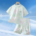 thumbnail image 6 of oelaio Girls Summer Outfits, Toddler Kid 2 Piece Tie Dye Clothes, Quick Dry Athletic T-Shirt and Shorts Set with Pockets Green 14 Years, 6 of 6