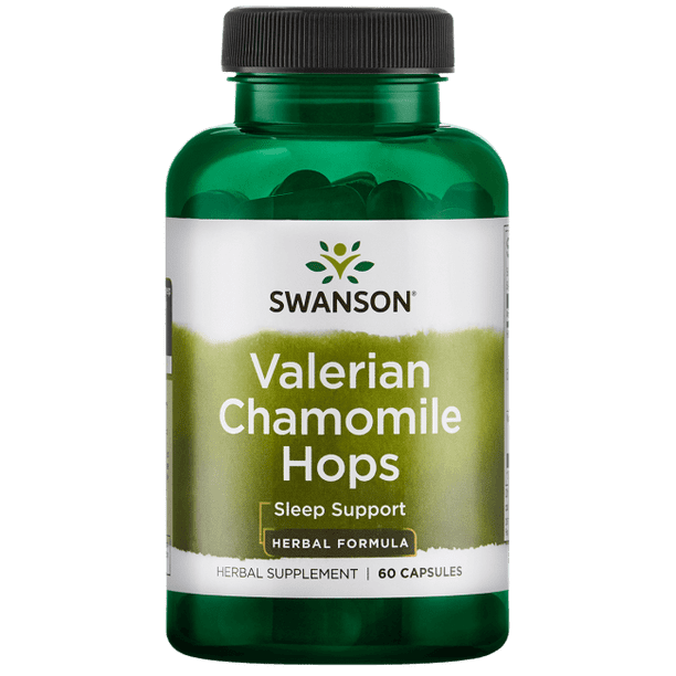 Swanson Valerian Chamomile Hops 60 Capsules.