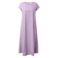 thumbnail image 5 of Sngxgn Women's V Neck Flared Sleeve Dress Elastic Waist Tiered Belted Ruffle Hem Mini Dress(Purple,L), 5 of 6