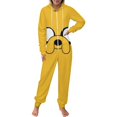 thumbnail image 2 of Adventure Time Jake The Dog Men's Hooded Jumpsuit - Zip Up One Piece Pajamas Soft Cozy Winter Warm Plush Loungewear, 2 of 8