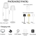 thumbnail image 6 of Ralbay 2 Pack White Rechargeable LED Table Lamp,Portable Battery Outdoor Lamp Waterproof 3W 5000mAh White Dining Lamps, Stepless Dimmable Battery Operated Lamp for Restaurant Home, 6 of 6