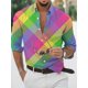 thumbnail image 1 of Camisa con estampado gráfico en 3D para hombre, estampados geométricos, cuello vuelto, ropa de calle de manga larga con botones, ropa de moda, ropa con botones, 1 of 6