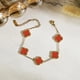 thumbnail image 3 of JeenMata Pulsera de Eslabones con Flores Rojas Bañada en Oro Amarillo, 3 of 6