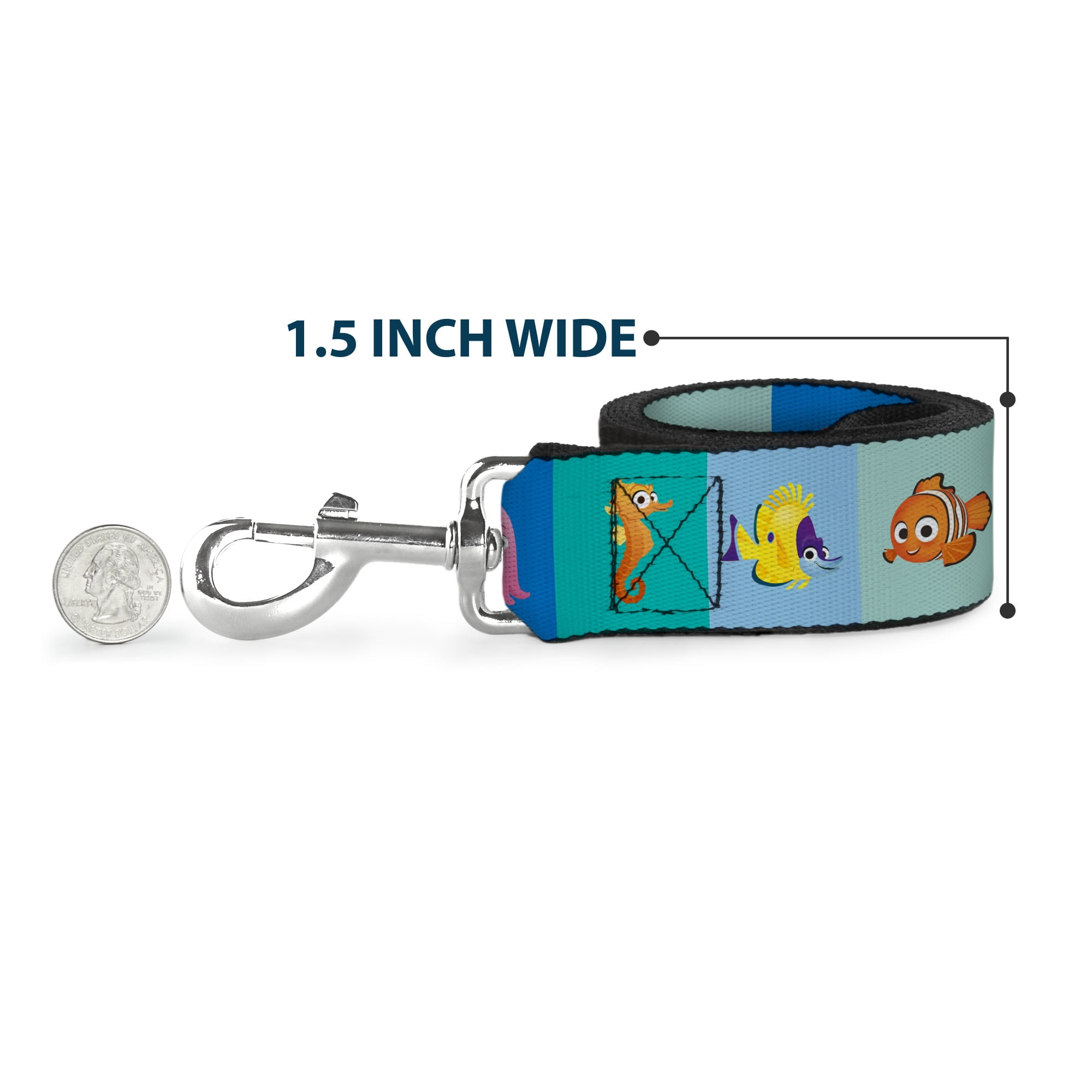 Disney Pet Leash, Dog Leash, Chip and Dale Expression Bubbles Black Multi Color, 6 Feet Long 1.0 Inch Wide