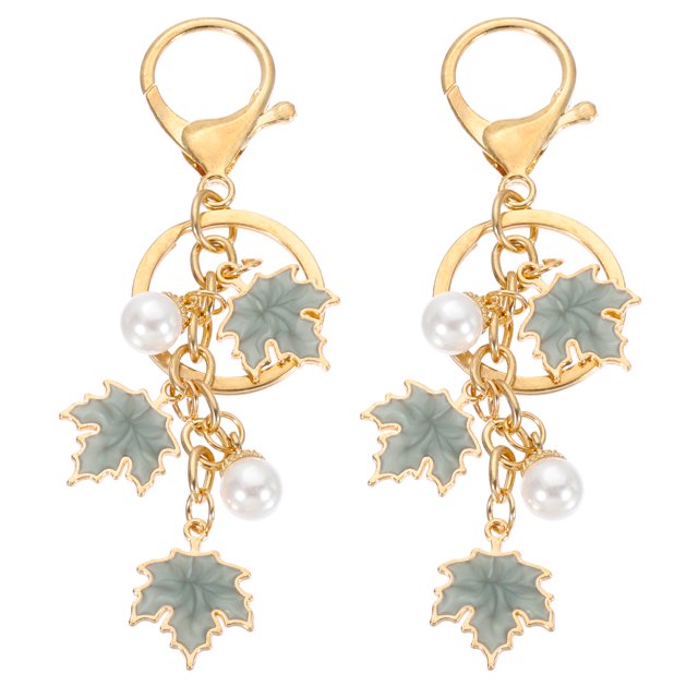 Uxcell 2 Pcs Maple Leaf Keychain, Metal Cute Keychains Charm with Lobster Clasp Key Chain for Women Bag Purse Charms, Gray