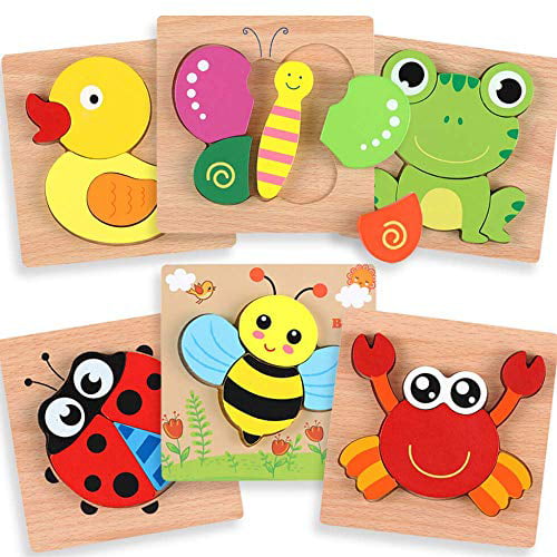 QZMTOY Wooden Jigsaw Puzzles Animals Pattern Blocks Sorting Toys Peg Puzzle Preschool Montessori Educational Toys for Toddlers Kids Boys Girls Age 3 64 Pieces /& 8 Patterns Years Old