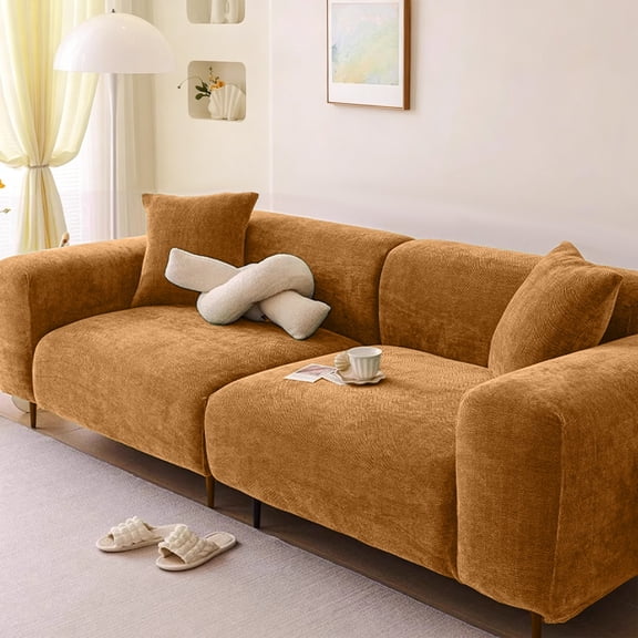 Stretchable Chenille Style Sofa Cover Pet Friendly Couch Slipcover With Elastic Fabric For Living Room Bedroom Home Use