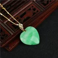 thumbnail image 2 of Natural Myanmar Jade Heart Pendant Dry Cyan Yang Green Love Necklace Personality Simple Jewelry for Men and Women Holiday Gifts, 2 of 5
