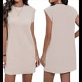 thumbnail image 3 of Robe T-Shirt Courte d'Été pour Femme à Manches Cap, Col Rond, Décontractée, Ample, Basique, Mini, L, 3 of 7