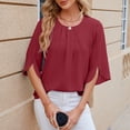thumbnail image 5 of Tittly T Shirts for Women Basic Tees Women Casual Printing Short Sleeves V Neck Loose T Shirt Blouse Tops Tshirts Shirts Womens Tops Red S, 5 of 9