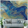 thumbnail image 4 of ERAPDAUR  Blue Gold Marble Abstract Tapestry, Blue Gold Liquid Texture Drawn Marbling Ink Marble Picnic Mat Hippie Trippy Tapestry Wall Art Decor for Bedroom Living Room,Blue 60x50inch, 4 of 6