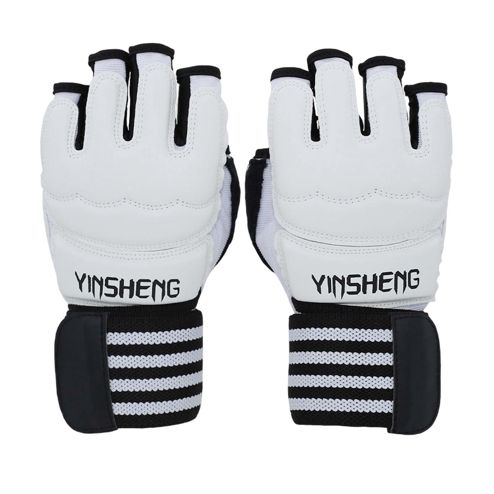 DimyFew 2 Pieces Boxing Training Gloves Half Finger PU Punching Mitts Cylindrical Fixing S