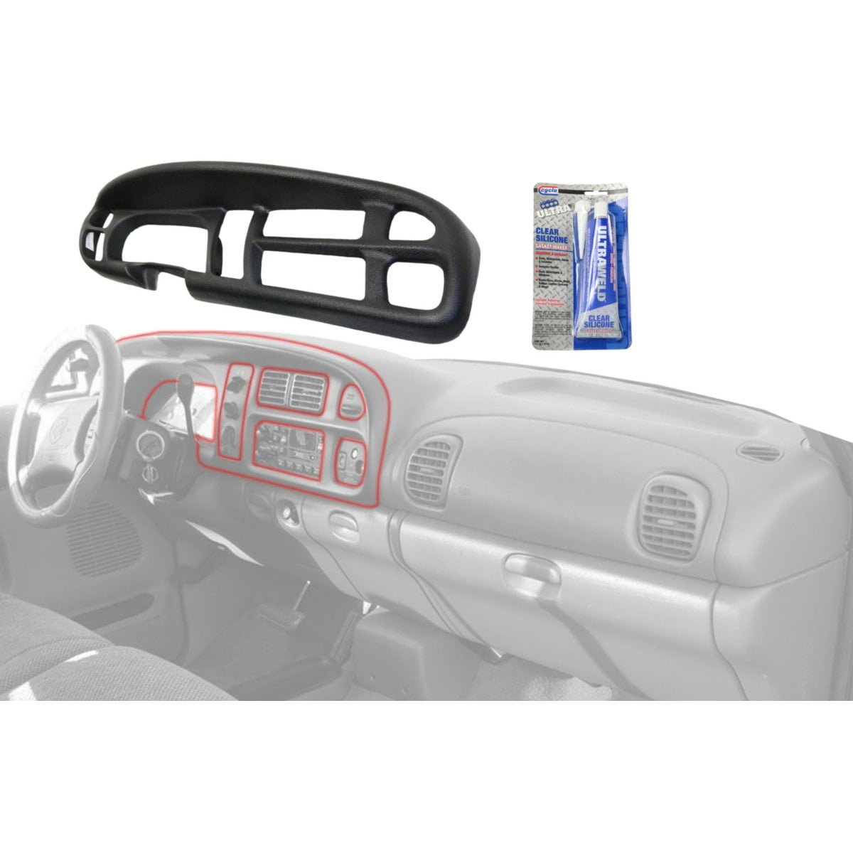 Molded Dash Board Bezel Cap Cover Overlay for 9802 Dodge Ram 1500 2500