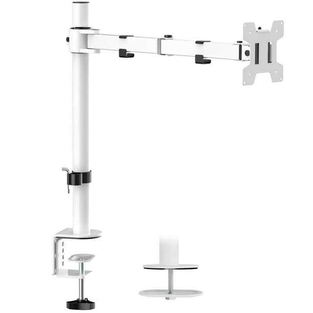 Soporte Ajustable para Monitor WALI Blanco, Brazo Individual para Monitor de hasta 27 Pulgadas y 10