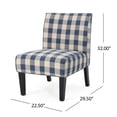 thumbnail image 6 of GDF Studio Abner Contemporary Slipper Accent Chair, Blue Checkerboard Fabric and Matte Black, 6 of 7