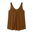 thumbnail image 6 of Hesxuno Plus Size Tank Top for Women Pleated Sleeveless Shirts Solid Color V Neck Loose Fit Flowy Blouses Summer Casual Pajama Tops Brown XXL, 6 of 6