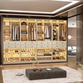 thumbnail image 5 of Homieasy 112 Inch (9.2 FT) Freestanding Wardrobe Closet Organizer with 8 Drawers & Shelves, Heavy Duty 2400+ lbs Capacity, for Walk-in Closets,White Oak, 5 of 9