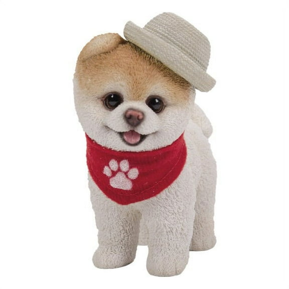 Pacific Giftware PT Short Hair Boo Dog with Straw Hat Cowboy Scarf Home Decorative Resin Figurine