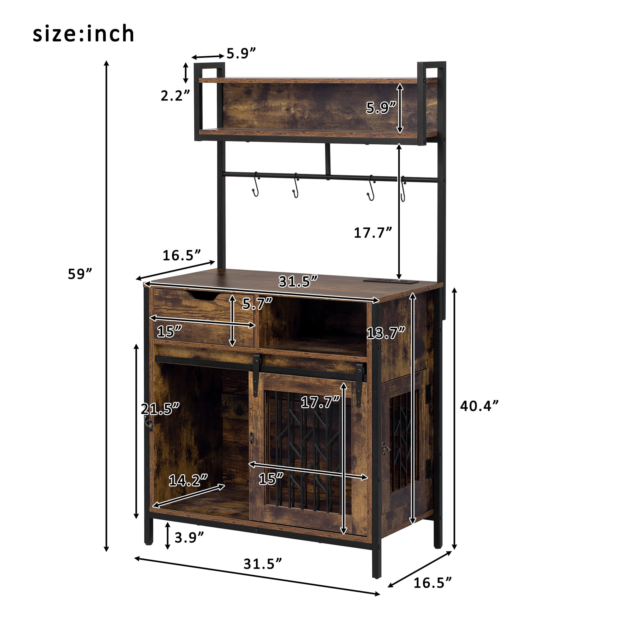 Euroco Furniture Style 2 in 1 PET FRIENDLY Dog Crate Composite Desk Hutch Pet Friendly Furniture