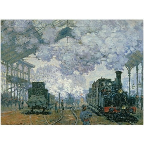 Trademark Fine Art Claude Monet Gare Saint-Lazare Arrival of a Train' FramedTrain' Framed Canvas Wall Art - 14x19
