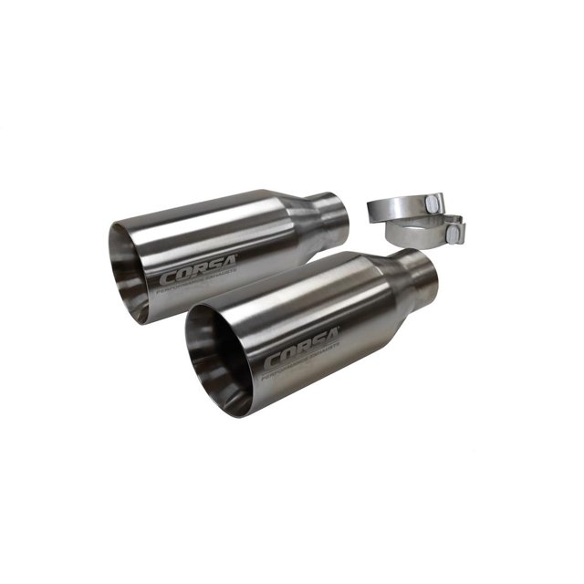 Fits 2017-2020 Ford F-150 Corsa Performance Exhaust Tail Pipe Tip 14051 Pro Series; Stainless Steel; 5 Inch Stainless Steel Tip; With Corsa Performance Logo; Set of 2