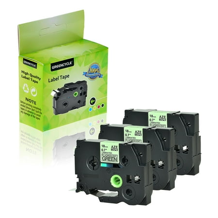 GREENCYCLE 3 Pack Compatible Brother TZe-D41 TZ-D41 TZD41 TZeD41 TZe Tape 18mm 0.7'' Laminated Black on Fluorescent Green Label Tapes Cassette use for Brother P-Touch Labeler Label Maker 16.4ft 5m