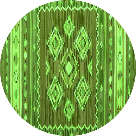 Ahgly Company Indoor Round Southwestern Green Country Area Rugs, 6' Round