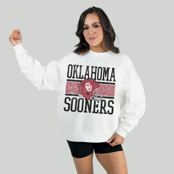Women's Gameday Couture White Oklahoma Sooners Fair Catch Pullover Sweatshirt