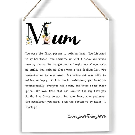 Mother Wood Sign You Were the First Person Mum Wooden Signs Rustic Hanging Plaque Home Wall Art 8x10, Perfect Mom Sign Wall Decor for Home Bedroom