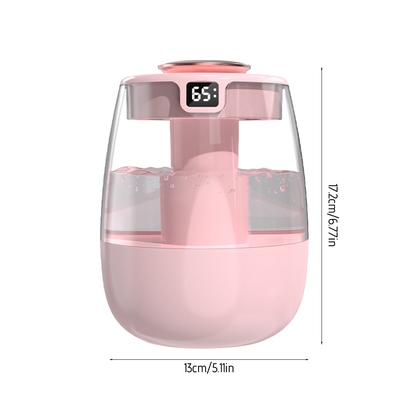 USB Humidifier with Humidity Display, Quiet Cool Mist, 2L Capacity, Easy to Clean, Continuous/Intermittent Mist Modes, Night Light, for Bedroom Office Plants Travel Car