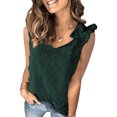 thumbnail image 1 of New Women's Swiss Dot Woven Sleeveless Top Ruffled Straps Blouse Solid Color Tunic, 1 of 1