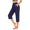 Navy, variant on Bzhegqhd Solid Elastic Waist Pocket Cropped Pants Casual Stretchy Stylish Pants for Spring Summer Women's Clothing
