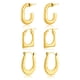 thumbnail image 1 of JeenMata Juego de 3 Aros de Moda para Mujer Chapados en Oro Amarillo, 1 of 5
