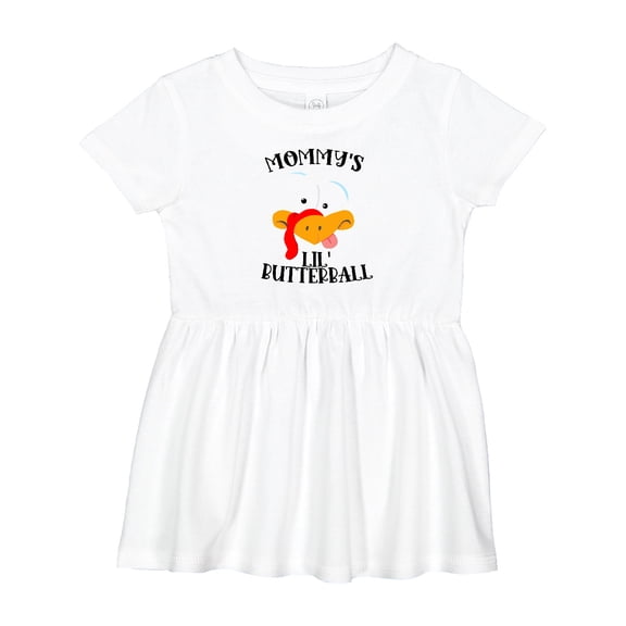 Inktastic Thanksgiving Mommy's Little Butterball with Cute Turkey Face Girls Baby Dress