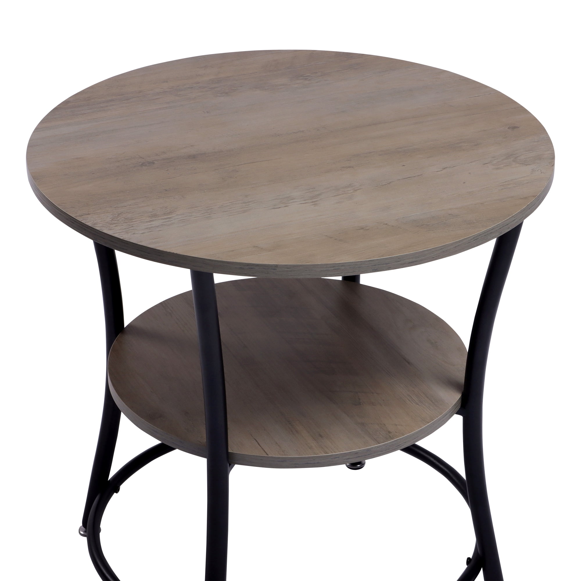 Homy Casa Round End Table with Storage Shelf for Living Room Sofa Side and Small Space, Brown
