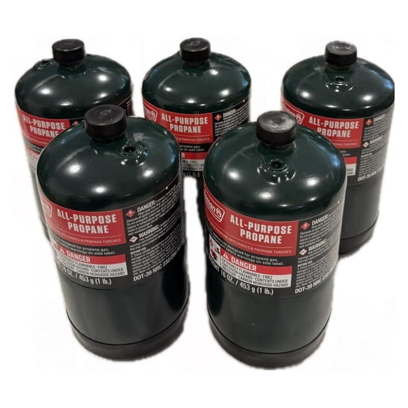 Propane Replacement Fuel Cylinders 16 ounces Camping (5 Pack)