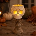 thumbnail image 4 of Rustic Skeleton Tealight Candle Holder, Farmhouse Halloween Skeleton Tea Light Candle & LED Flameless Candle Holders Decor, Fall Tables Centerpieces for Thanksgiving & Halloween Party, 4 of 7