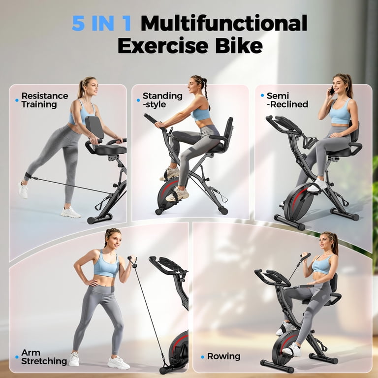 5-in-1 Folding Exercise Bike with 16 Resistance Levels photo 7