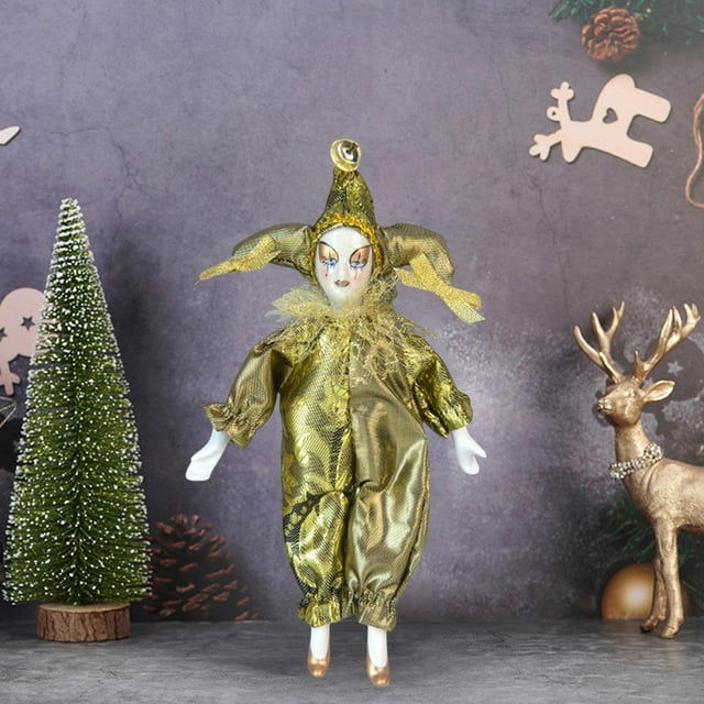 Poupée Clown 22cm Modèle Angle Figurine Maison Halloween Bureau Artware Décoration de Table Jaune