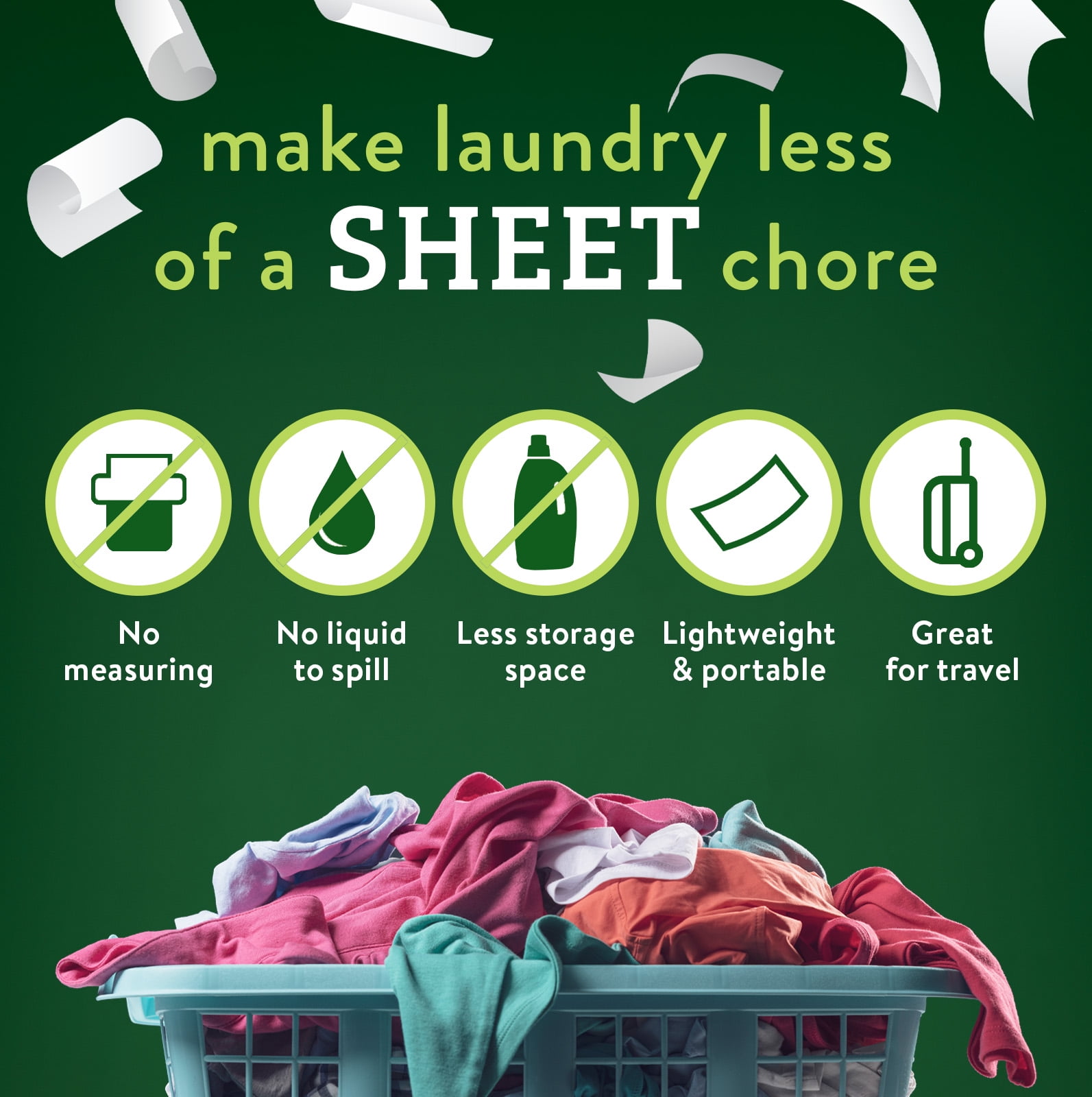 Biokleen Laundry Detergent Sheets - Free & Clear From Fragrances and Dyes, Hypoallergenic Enzymatic Cleaning, 50 Sheets - 100 Loads