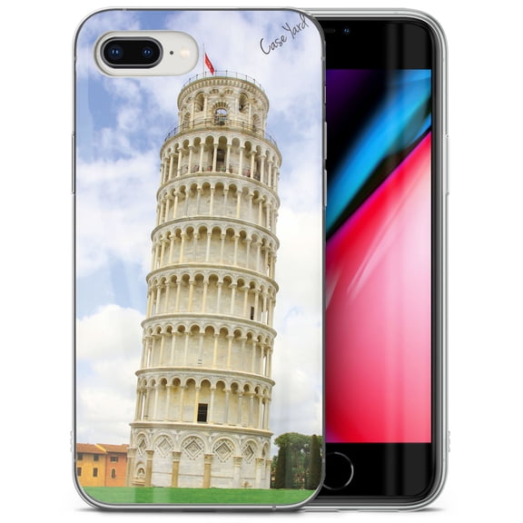 Case Yard iPhone-8-Plus Case Clear Soft & Flexible TPU Ultra Low Profile Slim Fit Thin Shockproof Transparent Bumper Protective Cover Drop Protective Cell Phone Cases (Pisa Tower)