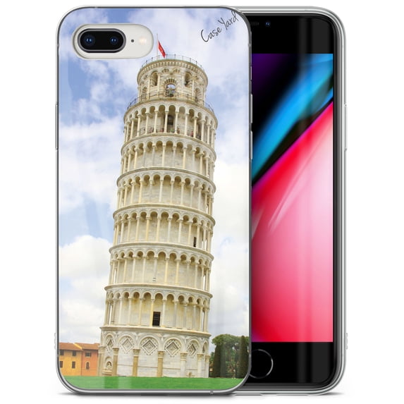 Case Yard iPhone-8-Plus Case Clear Soft & Flexible TPU Ultra Low Profile Slim Fit Thin Shockproof Transparent Bumper Protective Cover Drop Protective Cell Phone Cases (Pisa Tower)