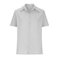 thumbnail image 4 of Women Shirts Dressy Casual Under 20$, Grey Shirts for Girls Baberdicy Blouses for Women Casual Button down Shirts Short Sleeve Cotton Linen Shirt Plus Size Comfy Summer Tops, 4 of 5